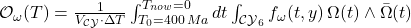  \mathcal{O}_{\omega}(T) = \frac{1}{V_{\mathcal{CY}} \cdot \Delta T} \int_{T_{0}=400\,Ma}^{T_{now}=0} dt \int_{\mathcal{CY}_6} f_{\omega}(t,y) \, \Omega(t) \wedge \bar{\Omega}(t) 