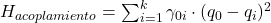 H_{acoplamiento} = \sum_{i=1}^{k} \gamma_{0i} \cdot (q_0 - q_i)^2