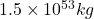 1.5 \times 10^{53} kg