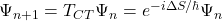 \Psi_{n+1} = T_{CT} \Psi_n = e^{-i \Delta S / \hbar} \Psi_n