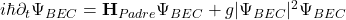 i \hbar \partial_t \Psi_{BEC} = \mathbf{H}_{Padre} \Psi_{BEC} + g |\Psi_{BEC}|^2 \Psi_{BEC}