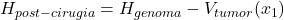 H_{post-cirugia} = H_{genoma} - V_{tumor}(x_1)