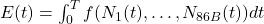 E(t) = \int_{0}^{T} f(N_1(t),…,N_{86B}(t)) dt