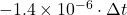 -1.4 \times 10^{-6} \cdot \Delta t