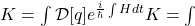 K = \int \mathcal{D}[q] e^{\frac{i}{\hbar} \int H dt} K = \int