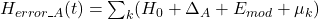 H_{error\_A}(t) = \sum_{k} (H_{0} + \Delta_A + E_{mod} + \mu_k)