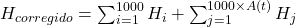 H_{corregido} = \sum_{i=1}^{1000} H_i + \sum_{j=1}^{1000 \times A(t)} H_j