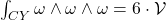 \int_{CY} \omega \wedge \omega \wedge \omega = 6 \cdot \mathcal{V}